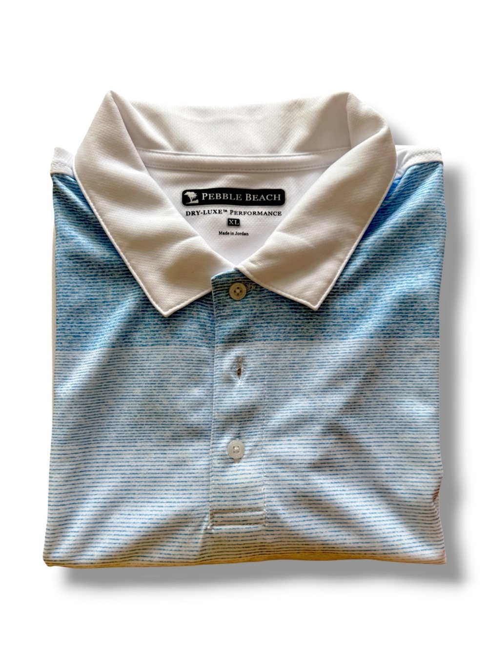 Pebble Beach White and Blue Polo Shirt Golf XL